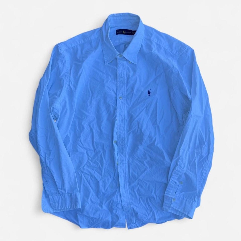 Ralph Lauren Mens Oxford Button Up Shirt Light Blue 90s Vintage Oversized XXL